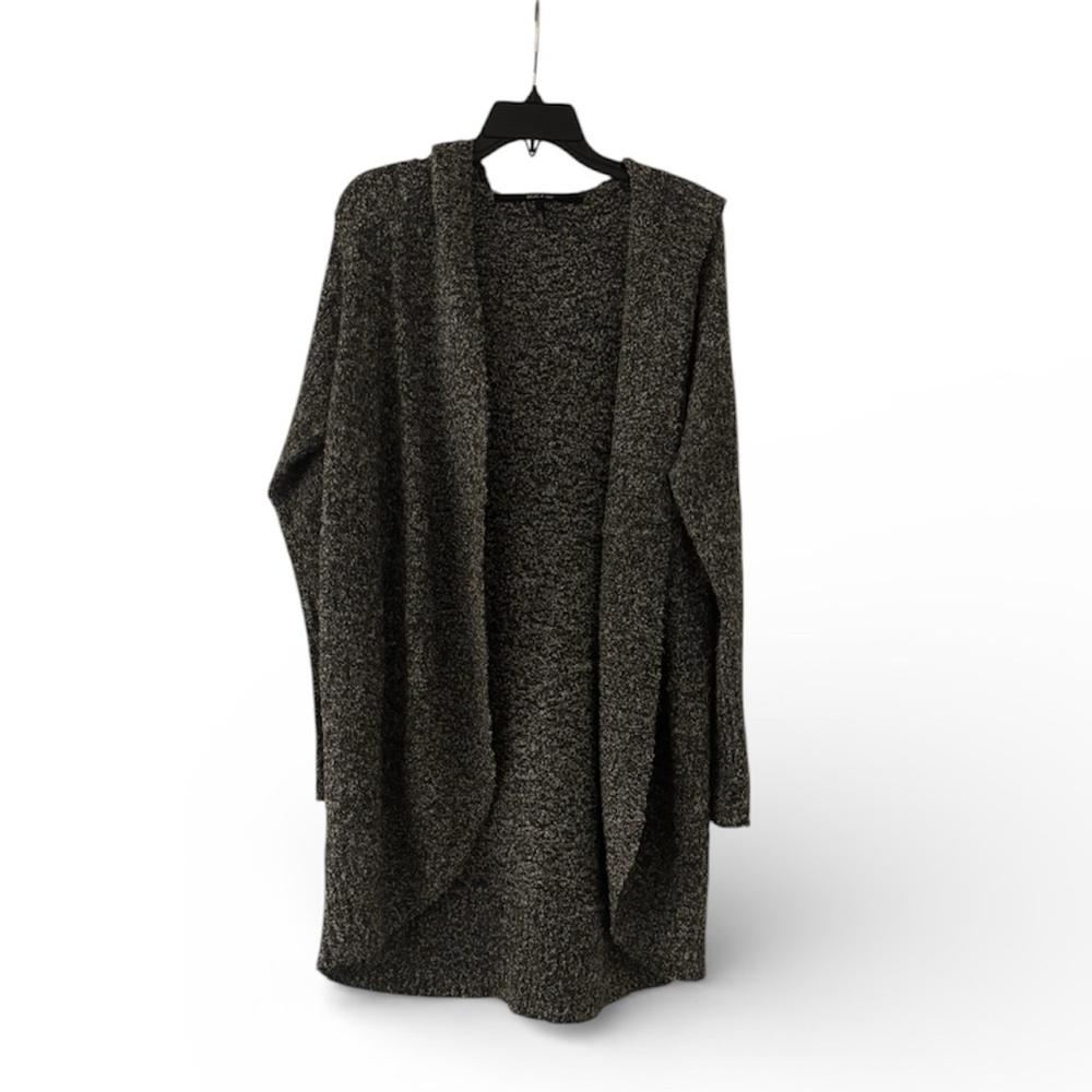 MAC & JAC Charcoal Gray Long Open Knit Hoodie Cardigan